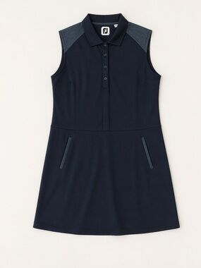 FootJoy FJ Women’s Golf Dress Large Navy Sleeveless Pique Performance